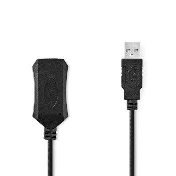 Nedis CCGP60EXTBK50 Actieve USB-Kabel | USB 2.0 | USB-A Male | USB-A Female | 480 Mbps | 5.00 m | Rond | Vernikkeld | PVC | Koper | Envelop