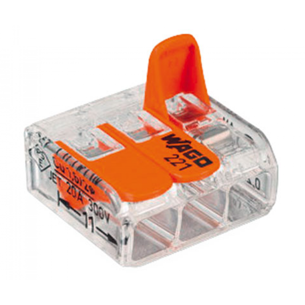  Wago WG 221-413 compacte verbindingsklem 3 x 0.2 - 4 mm² voor alle kabelsoorten