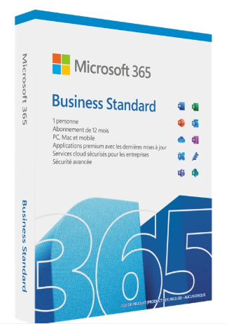 Software Office Microsoft MS M365 Bus Standard Retail French Subscription P8 EuroZone 1 License Medialess 1 Year (FR) KLQ-00666