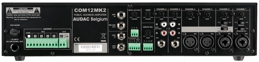 Audac COM12MK2 Public address amplifier 120W 100V MK2 version