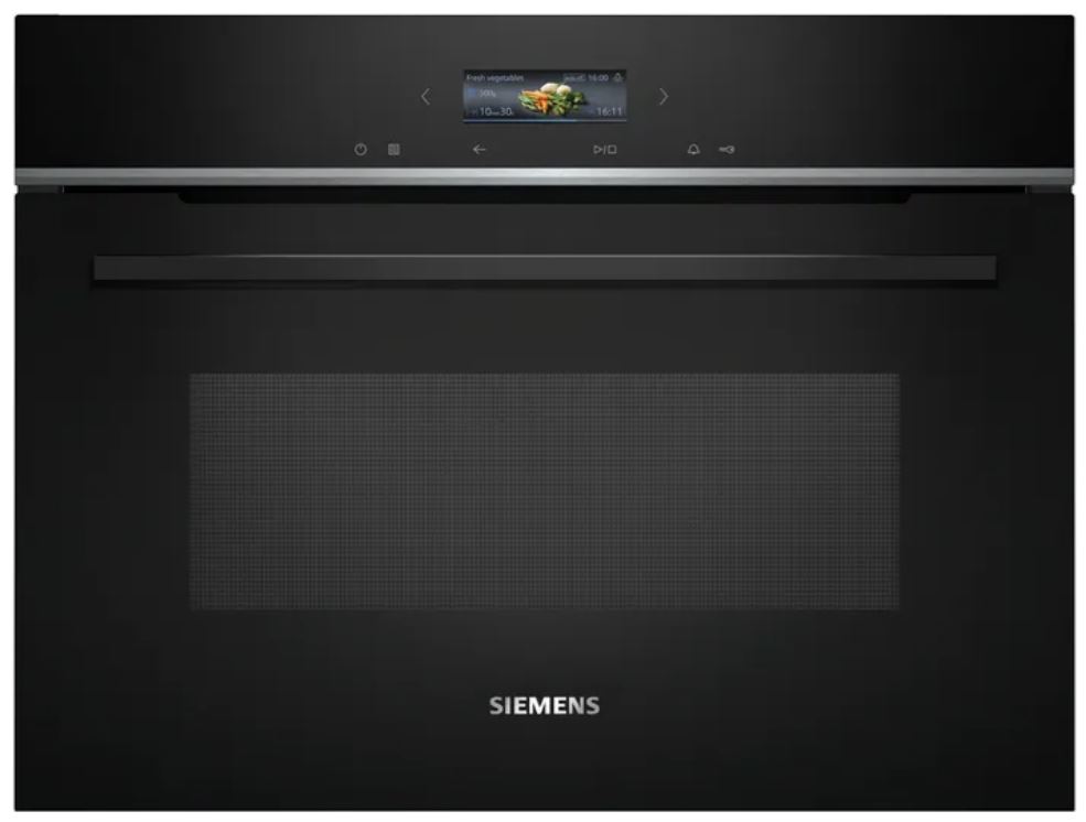 Siemens CE732GXB1 Oven iQ700 Microgolf 45 cm, 2 verw.wijzen, TFT-touchDisplay, Grill, 1000W ,easyClean, softMove Zwart 
