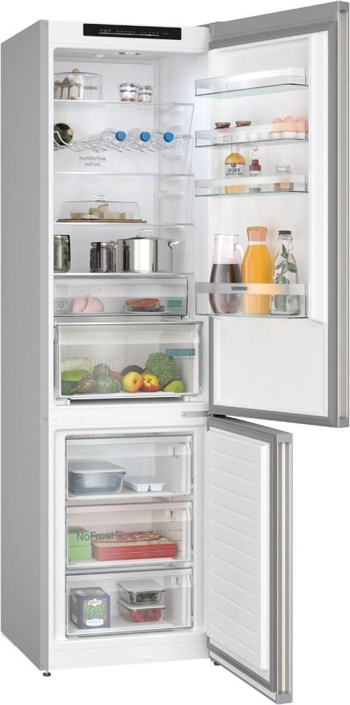 Siemens KG39N2IAF Koelkast - vrijstaand iQ300 Combi-bottom noFrost Koelk. hyperFresh 260 l, diepvr. 103 l****, handgr geïnt., 203x60x66,5 cm Geborsteld staal AntiFingerprint deuren A