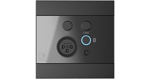 Audac - WP225/B -Universeel wandpaneel   Microfoon-, lijn  & Bluetooth-ontvanger   80 x 80 mm 